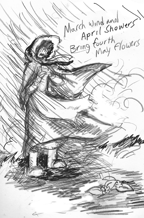 Nursery Rhyme Sketch Challenge Day Five - March Wind and April Showers