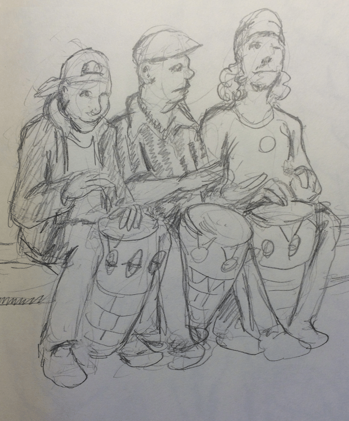 Folklife sketch drummers