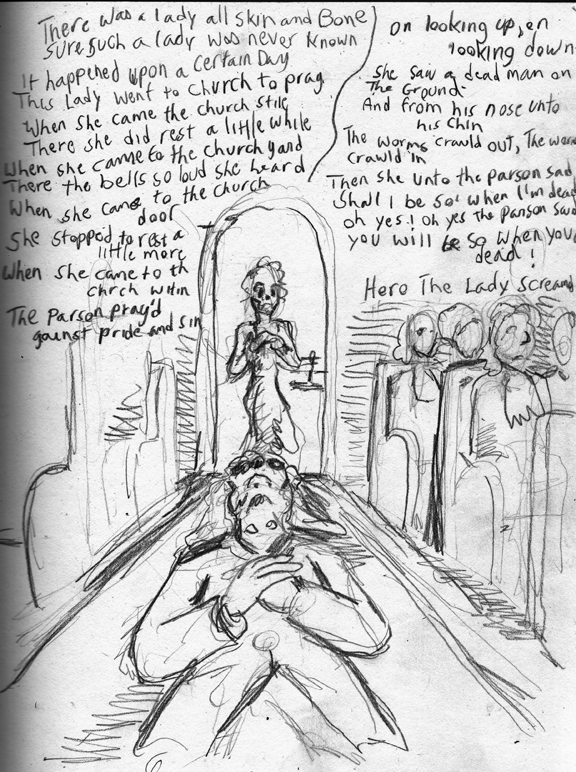 Nursery Rhyme Sketch Challenge Day 13, There was a lady all skin and bone