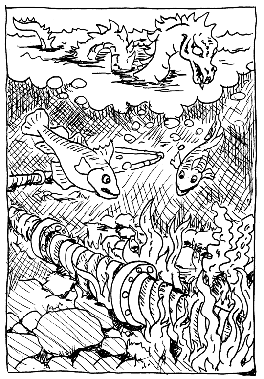 For Day Ten of my April Sketch Challenge I drew the Great Sea Serpent 