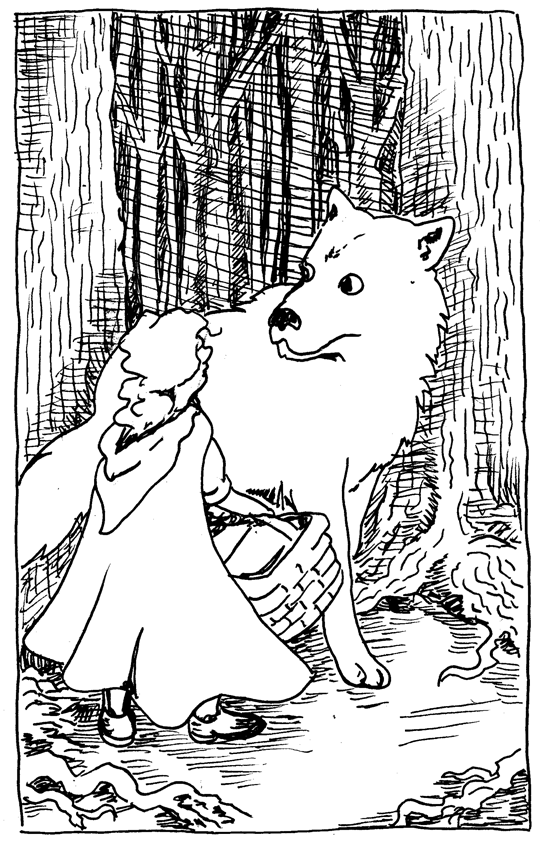 little red riding hood and the wolf drawing