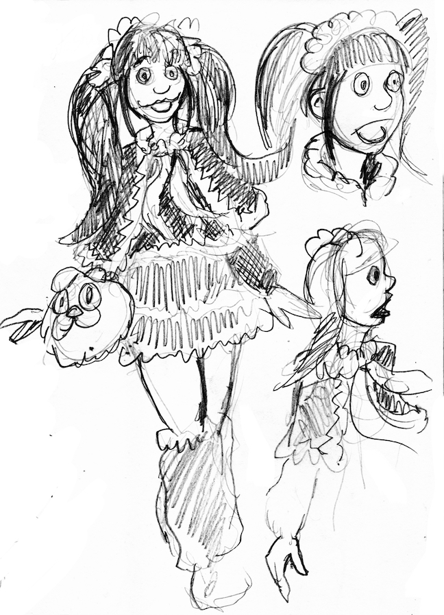 Gothic Lolita sketch mimi-chan, character design drawing art 